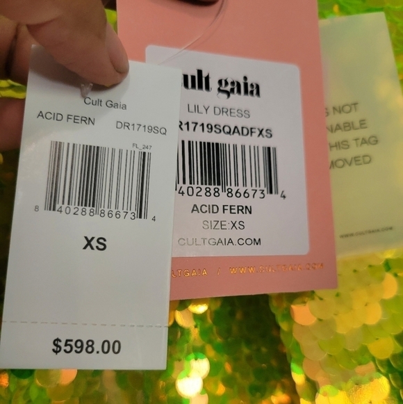 Cult Gaia Lily Sequin Maxi Dress in Green Size XS NWT - Picture 10 of 11